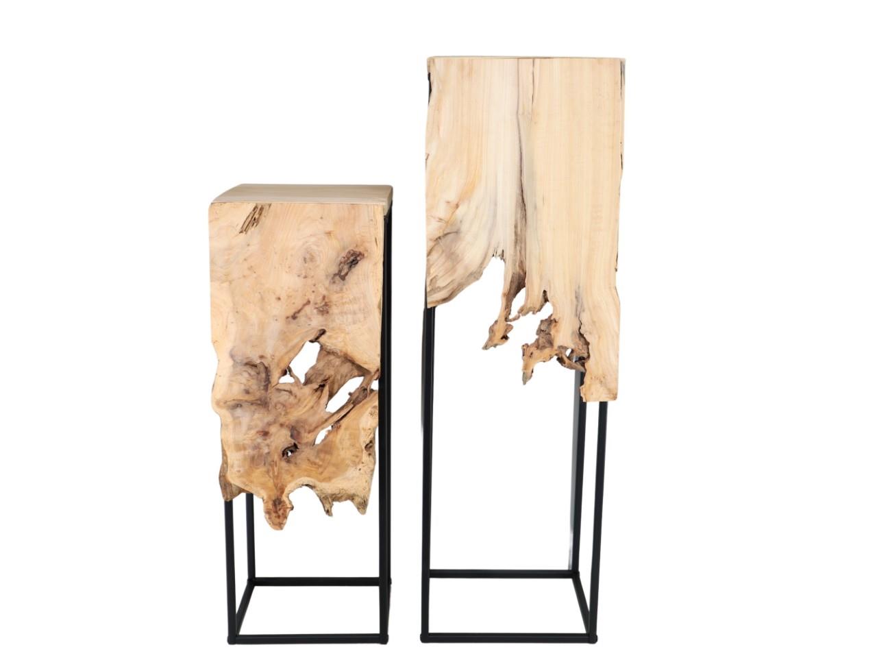 Beistelltisch Metall/Holz Set/2 natur D30xH97/D27xH73cm
