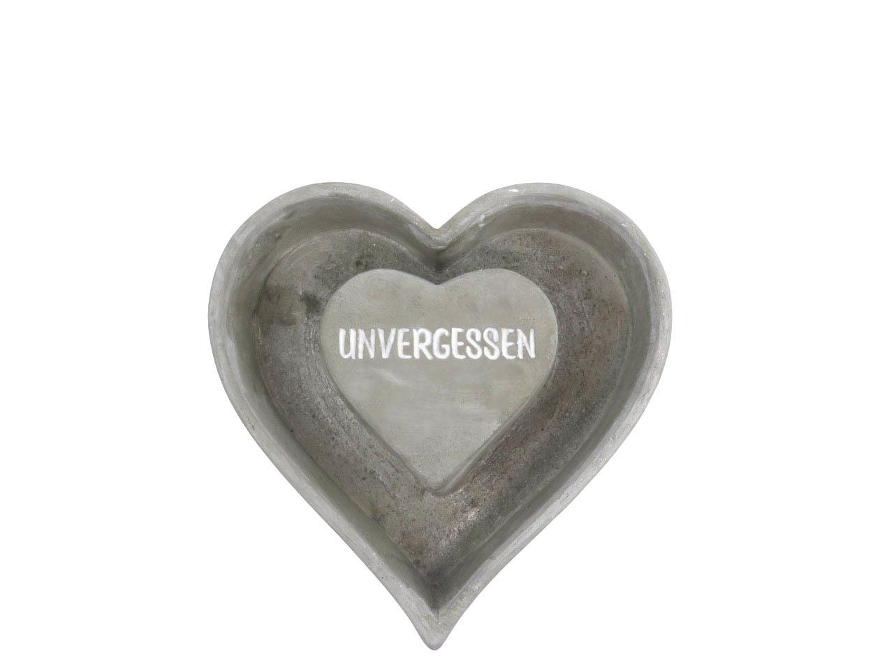 Pflanzherz m. Herz innen UNVERGESSEN Beton D27cm