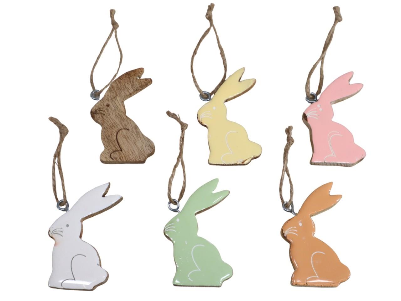 Hase hängend farbmix Holz  H8x4cm