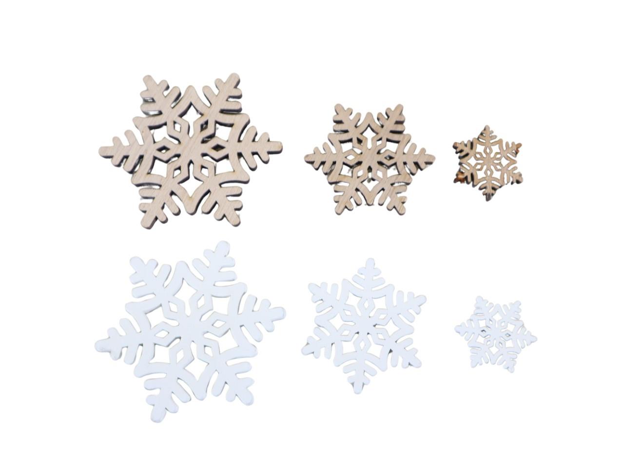 Streuschneeflocke Holz natur-weiß 3,5,7cm sortiert
