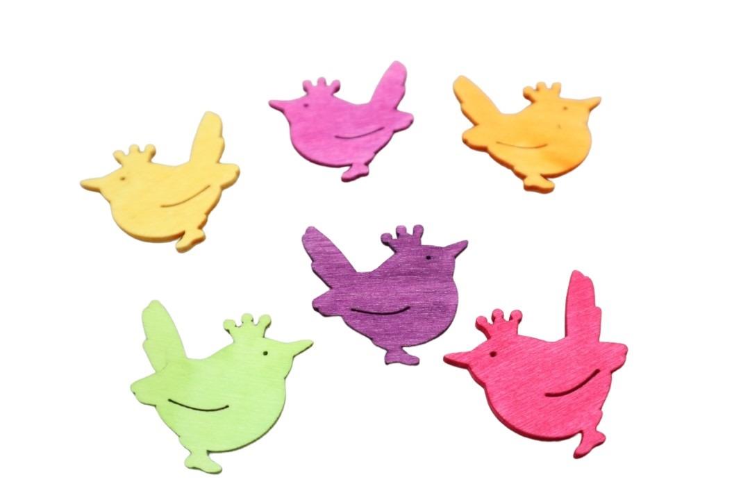 Streuer Vogelkönig farbmix bunt Holz 4cm