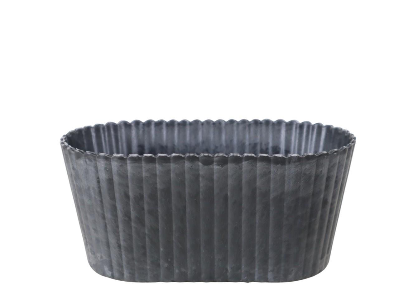 Schale oval KARA Rille Plastik anthrazit-natur L24,3cm