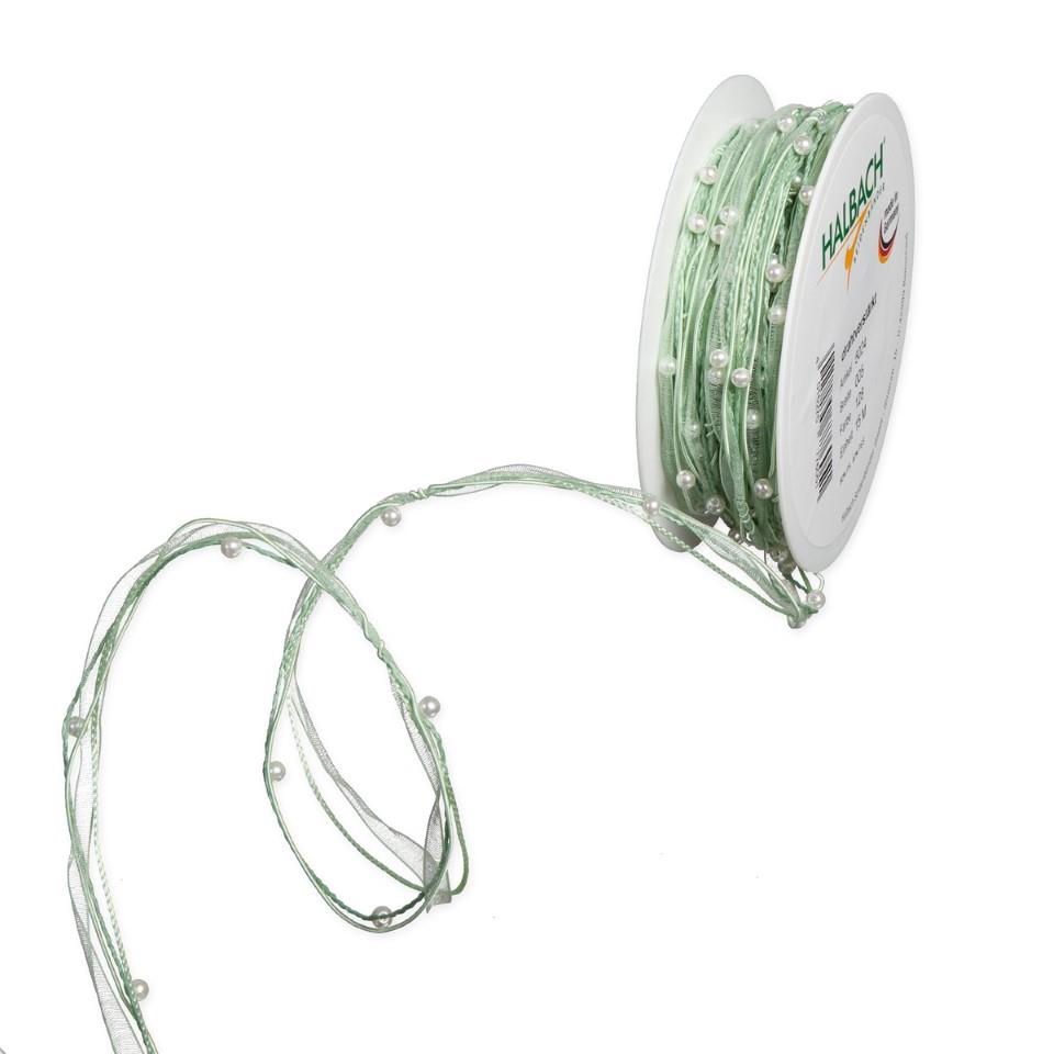 Organza Perlen Kordel 5 mm 15 Meter mint 128