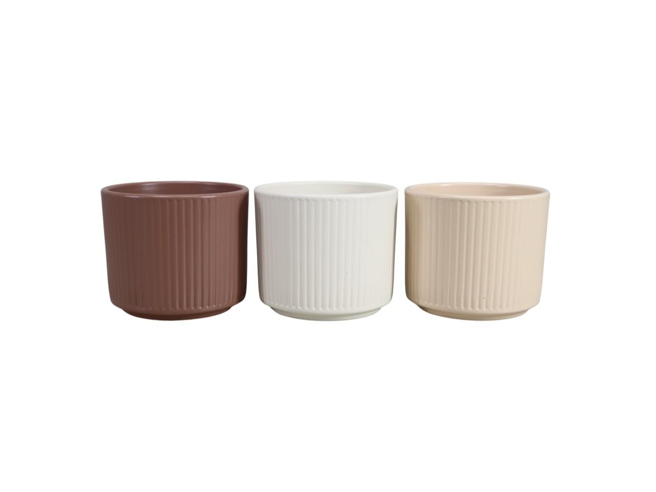 Keramikübertopf Stripes mocca mousse mix D13cm