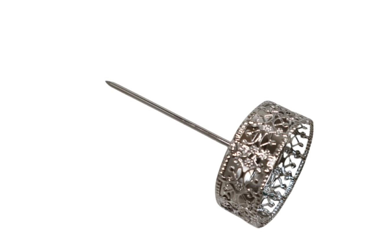 Kerzenhalter Filigran Metall silber D71mm Pin 10cm