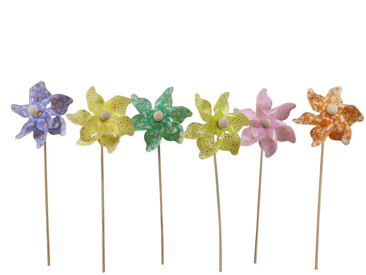 Stecker Windrad Blütendekor Kunststoff farbmix D8cm + Pin