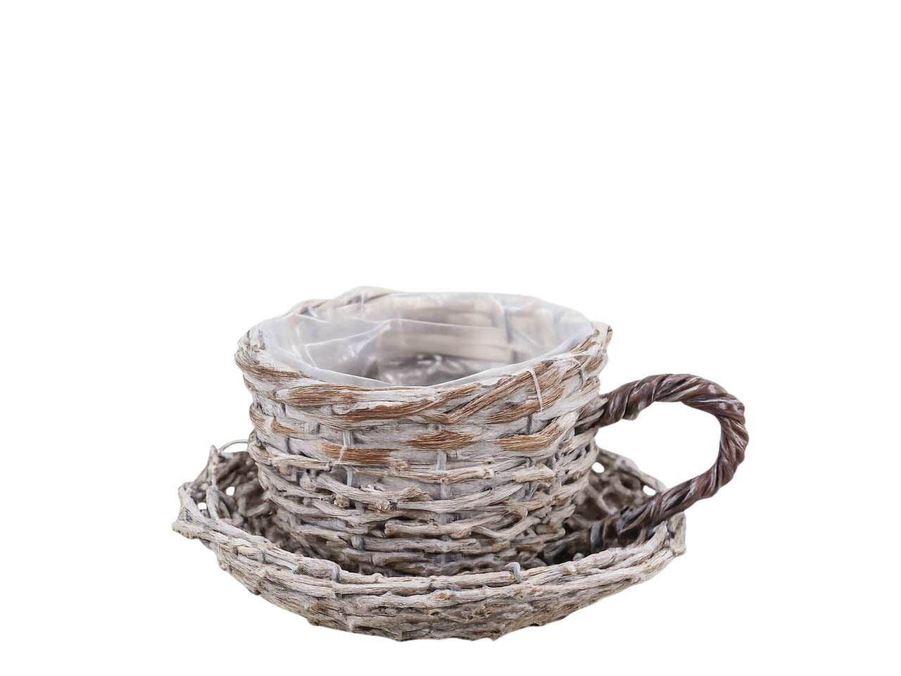 Pflanztasse Weide/Rattan gekalkt  D14xH12xB20cm