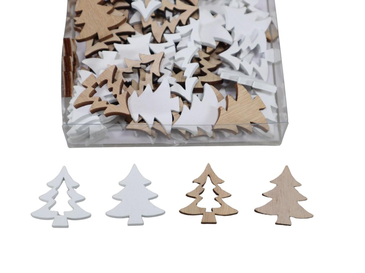 Streuer Tannenbäume Holz sort. weiß/natu 3 cm