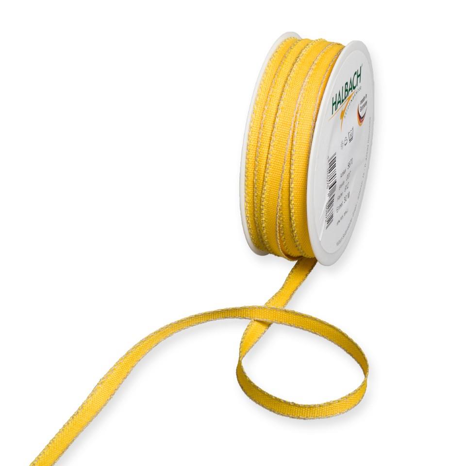Leinenband m. Kante 7 mm 30 Meter yellow/linen 912