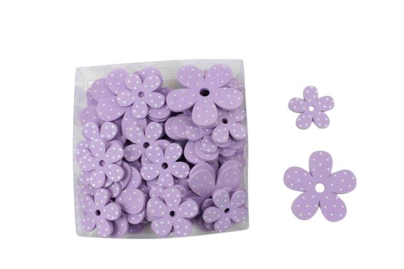 Streuer Blüte mit Pünktchen Holz lila D4+5cm