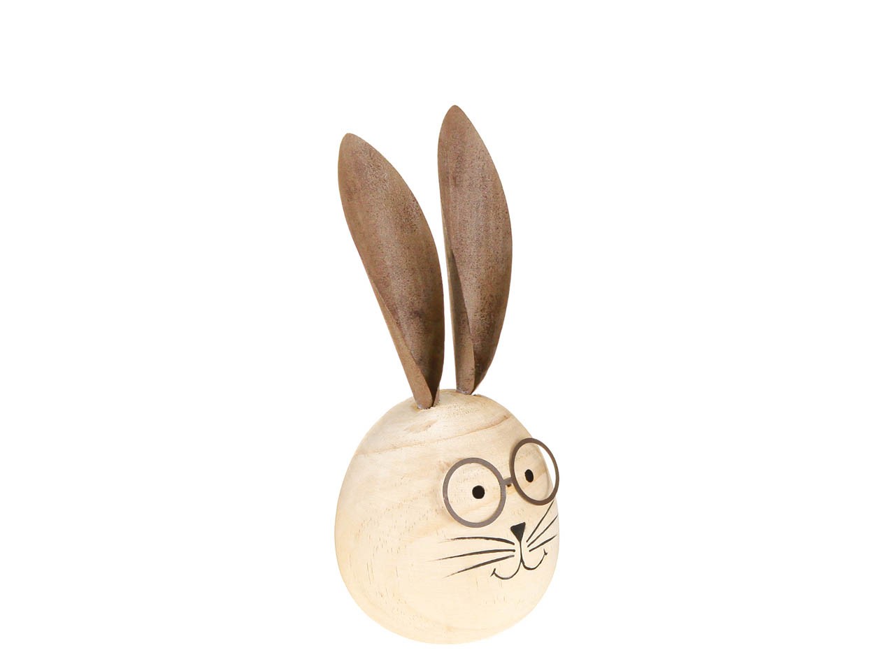 Hase m. Brille Vollholz m. Metallohren natur H19cm