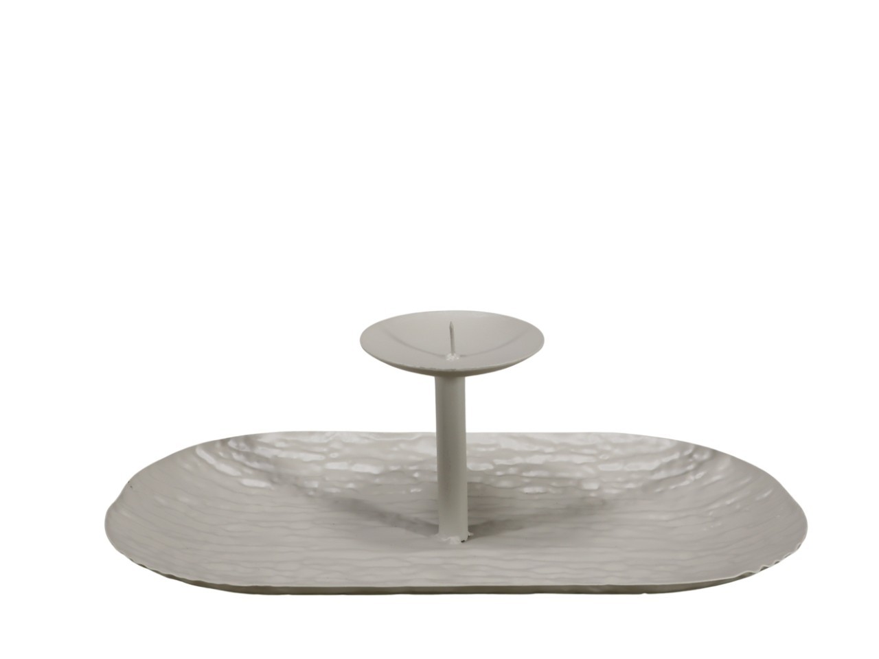 Schale oval mit Kerzenhalter Metall taupe matt L35x20xH12cm