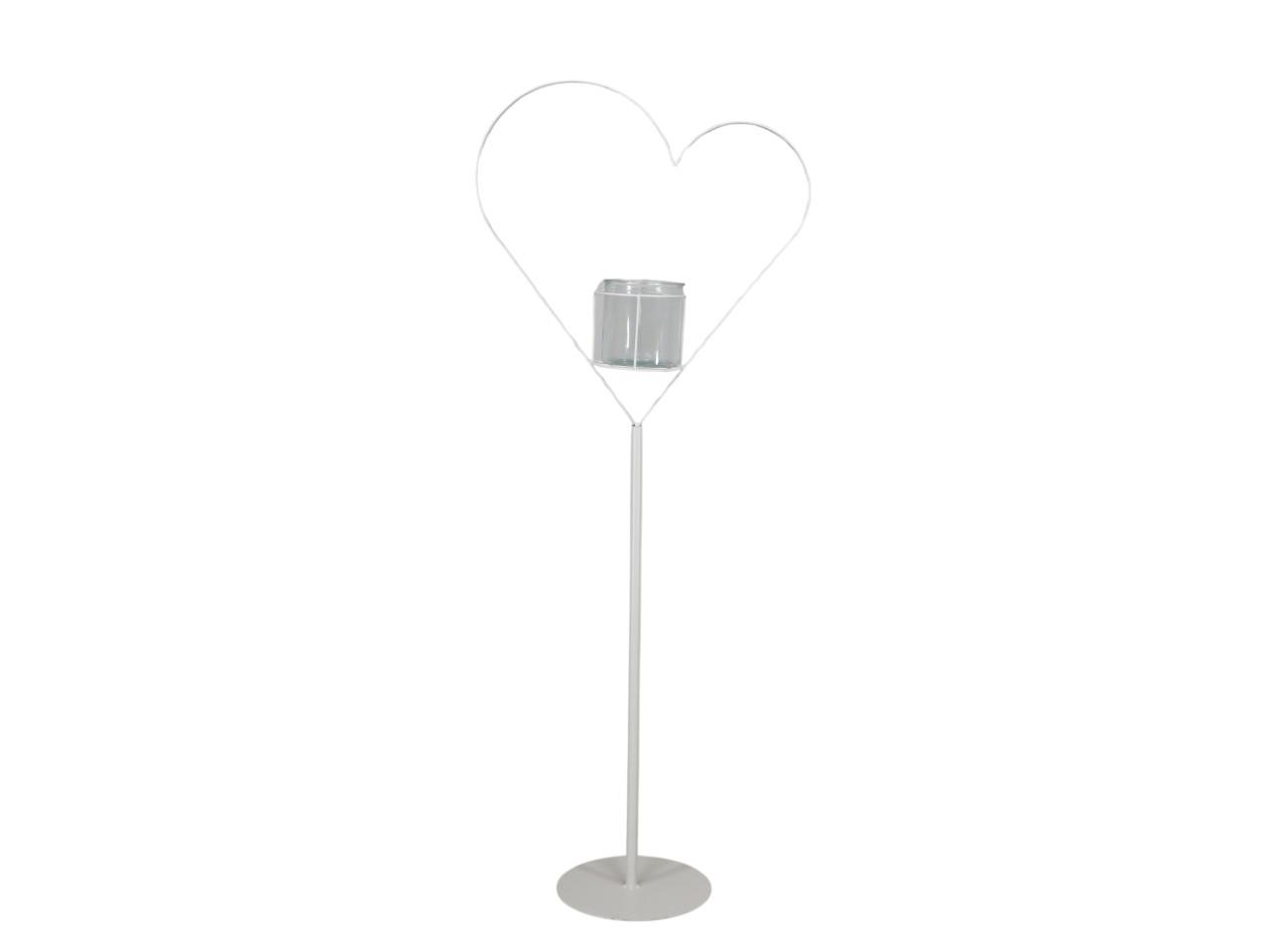 Herz stehend m. Windlicht Metall creme H100xD40cm