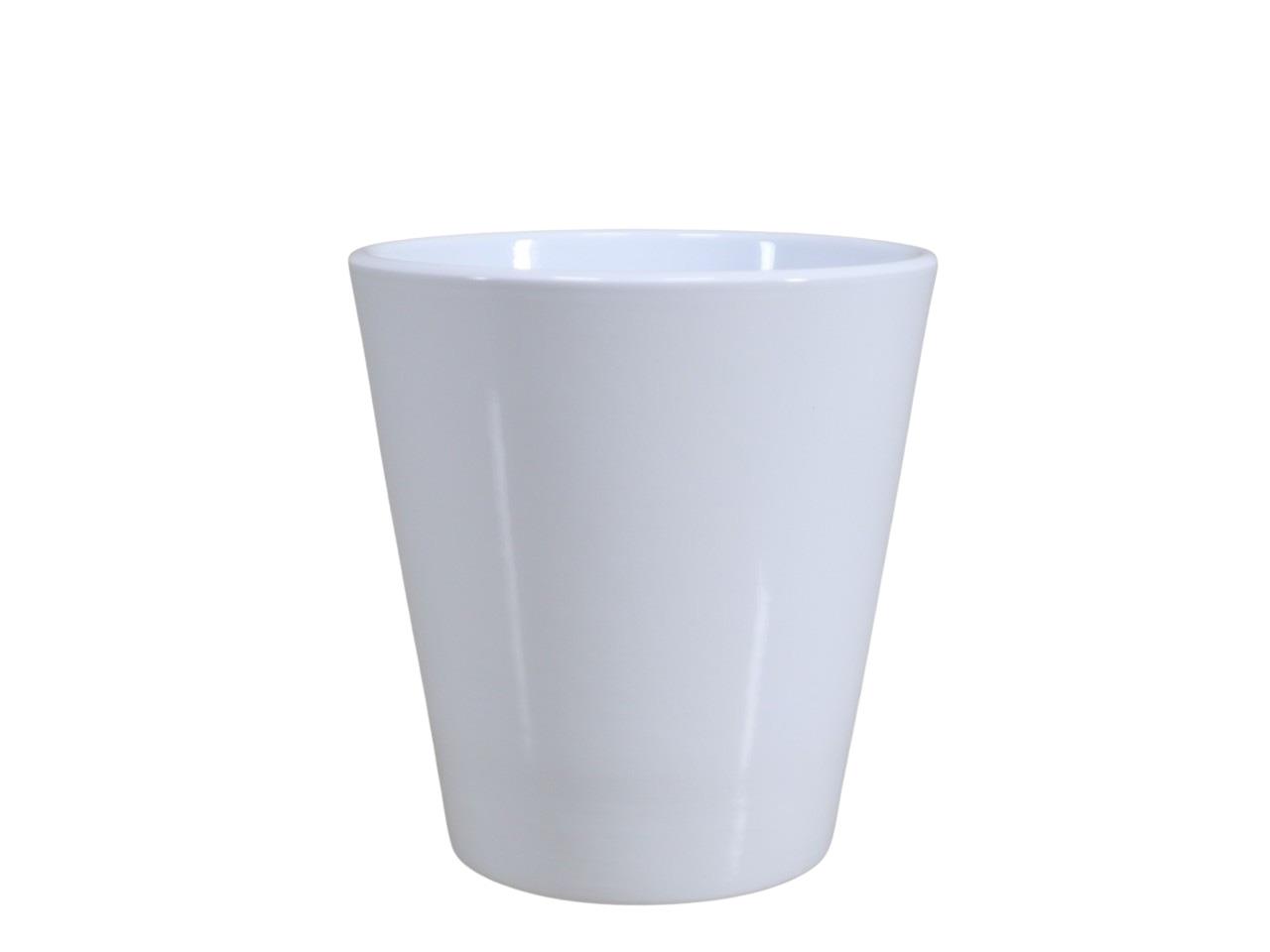 Orchideentopf Keramik weiss-glanz D14cm(innen D12,5cm) NETTO