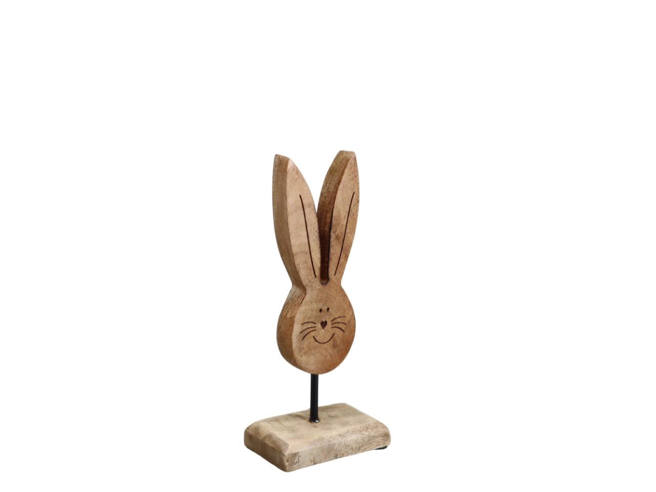 Hasenkopf Mangoholz natur auf Holzplatte H19cm