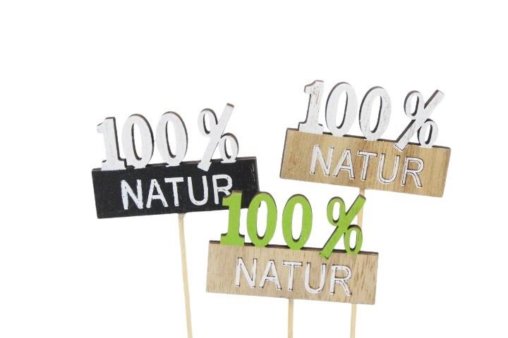 Holzstecker  100% Natur  7cm, weiß/grün/schwarz NETTO