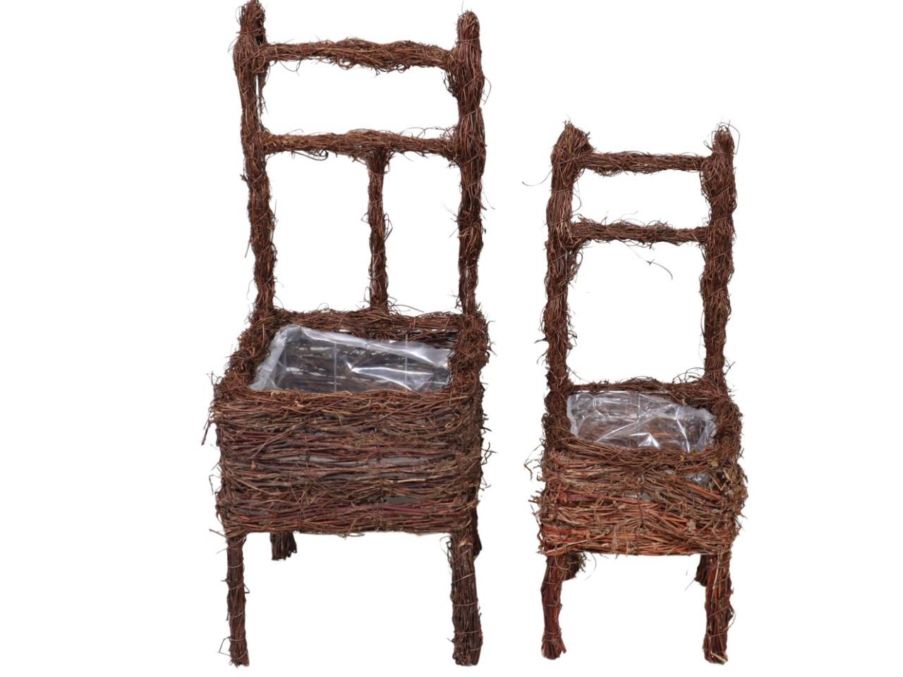 Pflanzkorb Stuhl Set/2 Rebe natur D20x20xH48cm