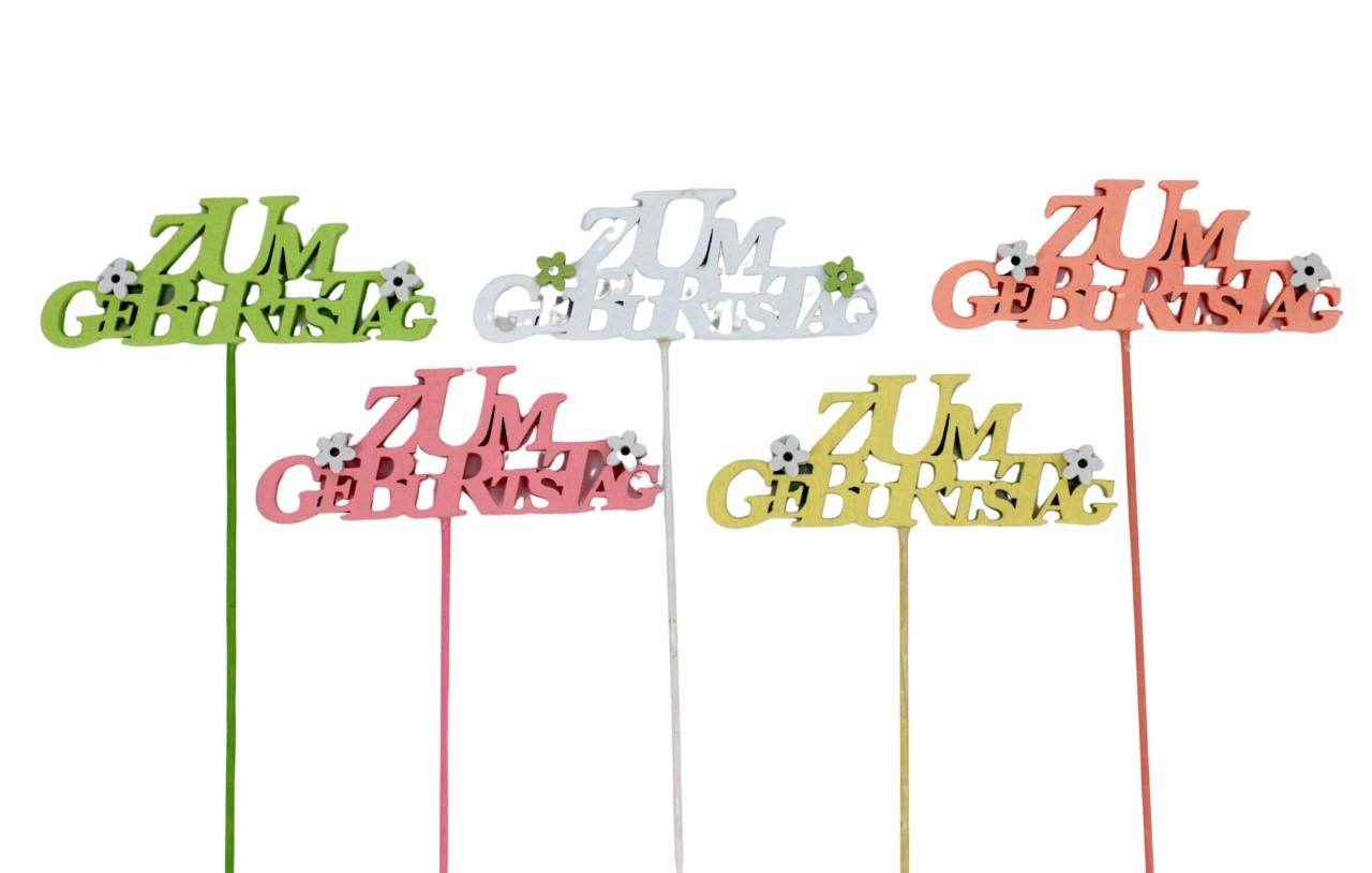 Holzstecker Colori Geburtstag 12cm, bunt
