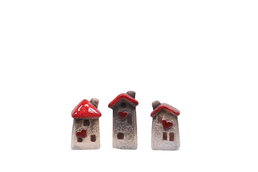 Haus Keramik rot H6,1cm