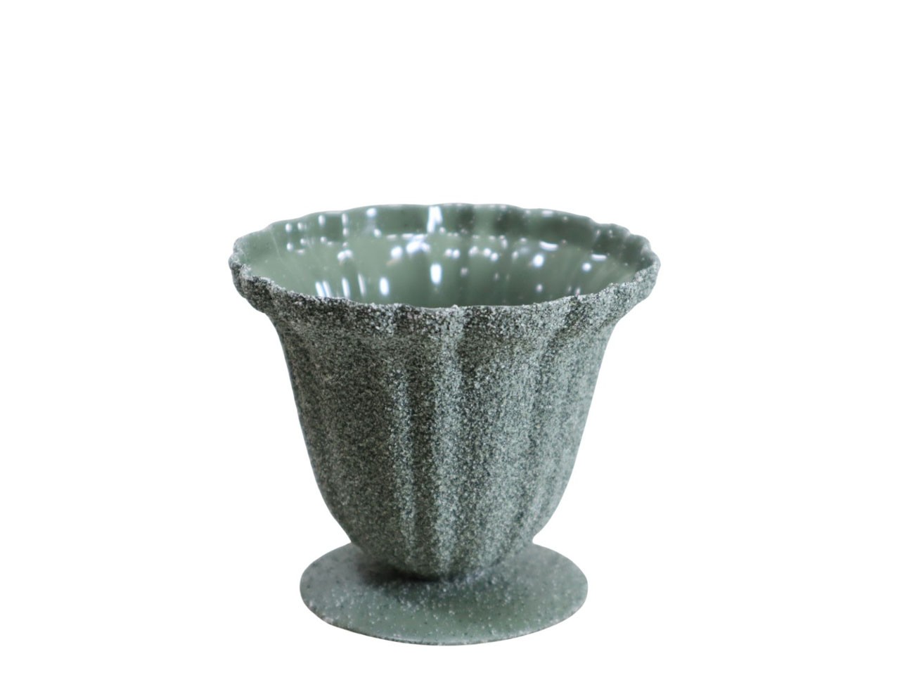 Pokal Metall grün-besandet D9,5xH8,5cm