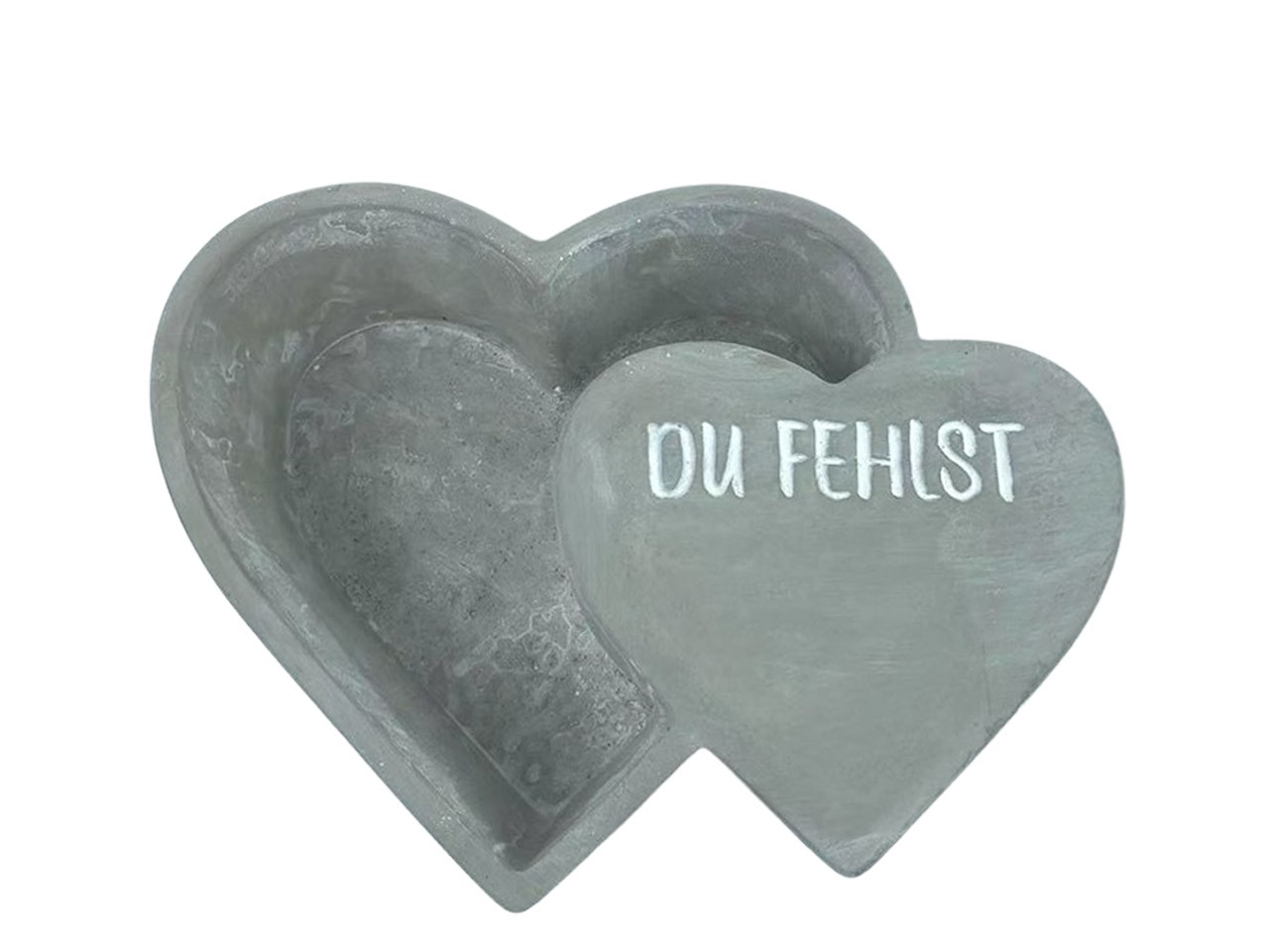 Pflanzherz m. Herz seitlich DU FEHLST Beton D30x25cm