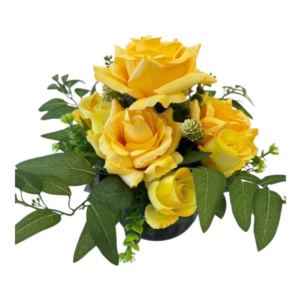 Rose 10Blüten gelb in schwerer Schale 1,5kg NETTO