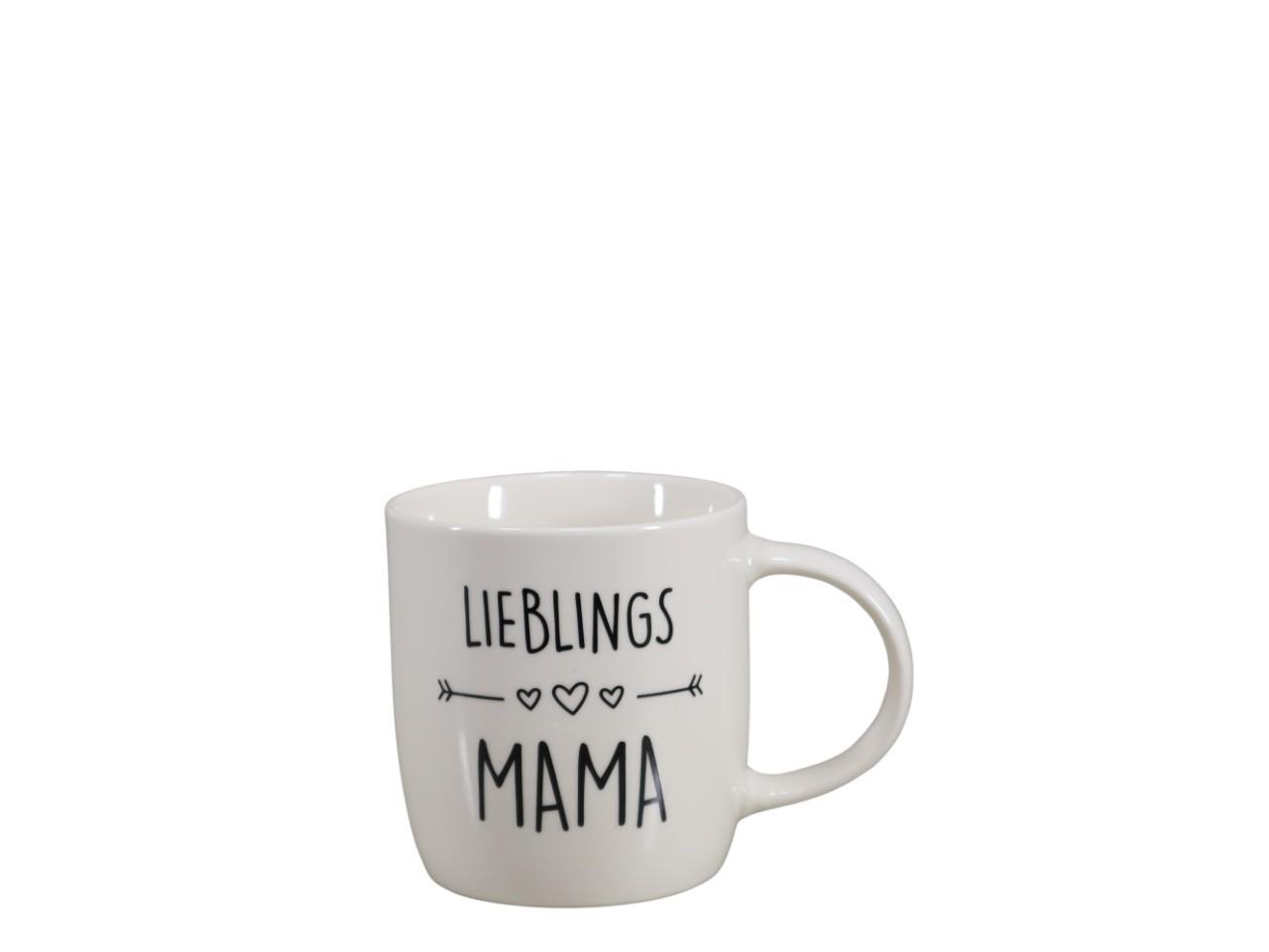 Becher Lieblingsmama weiß-schwarz D12x8,5xH9cm