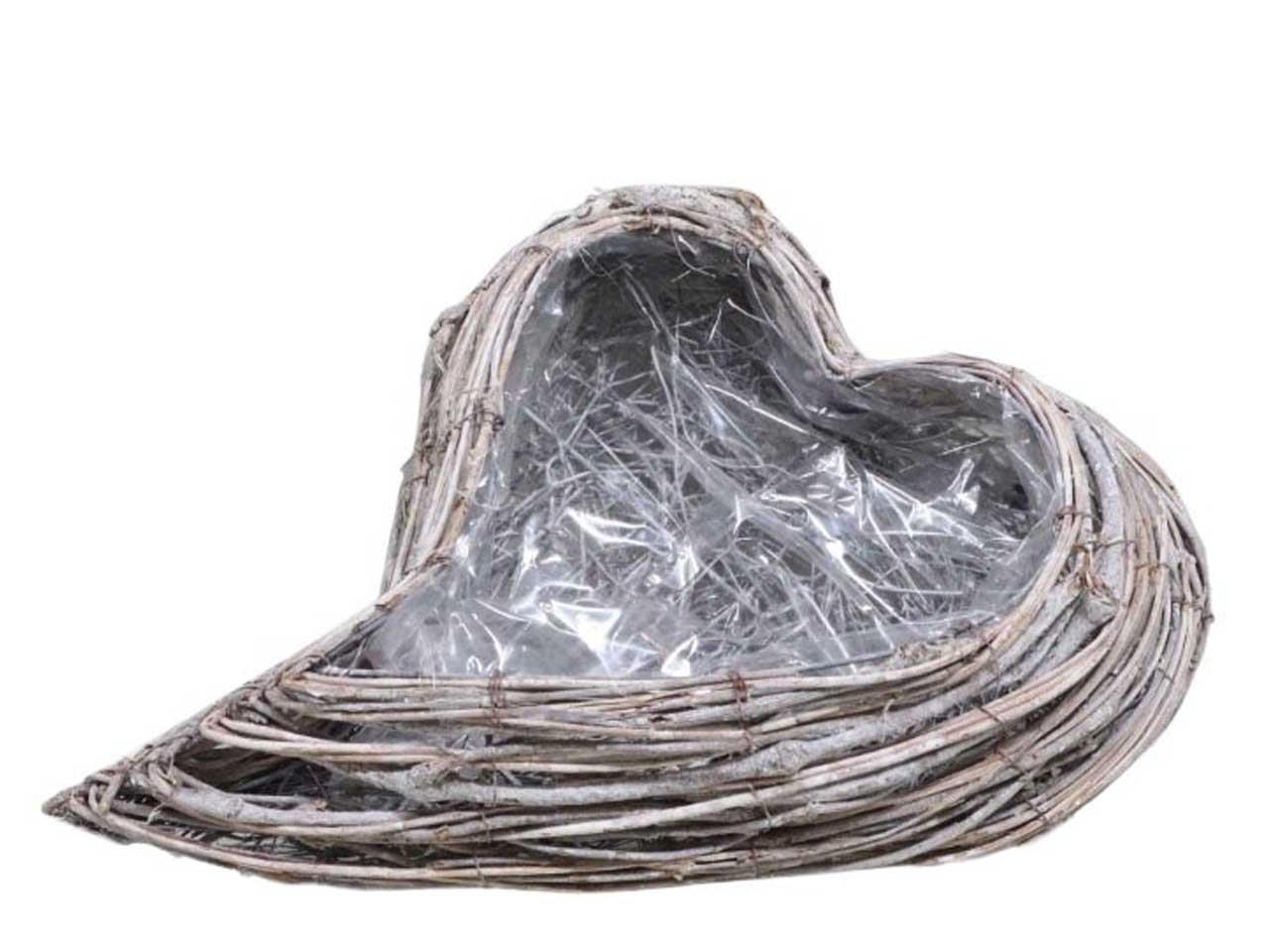 Pflanzherz geschwungen Rattan gekalkt L50cm