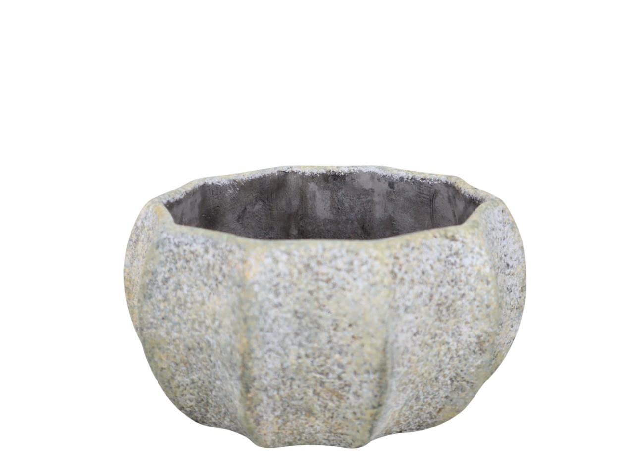 Pflanzschale rund Zement Cracle D17cm graugrün