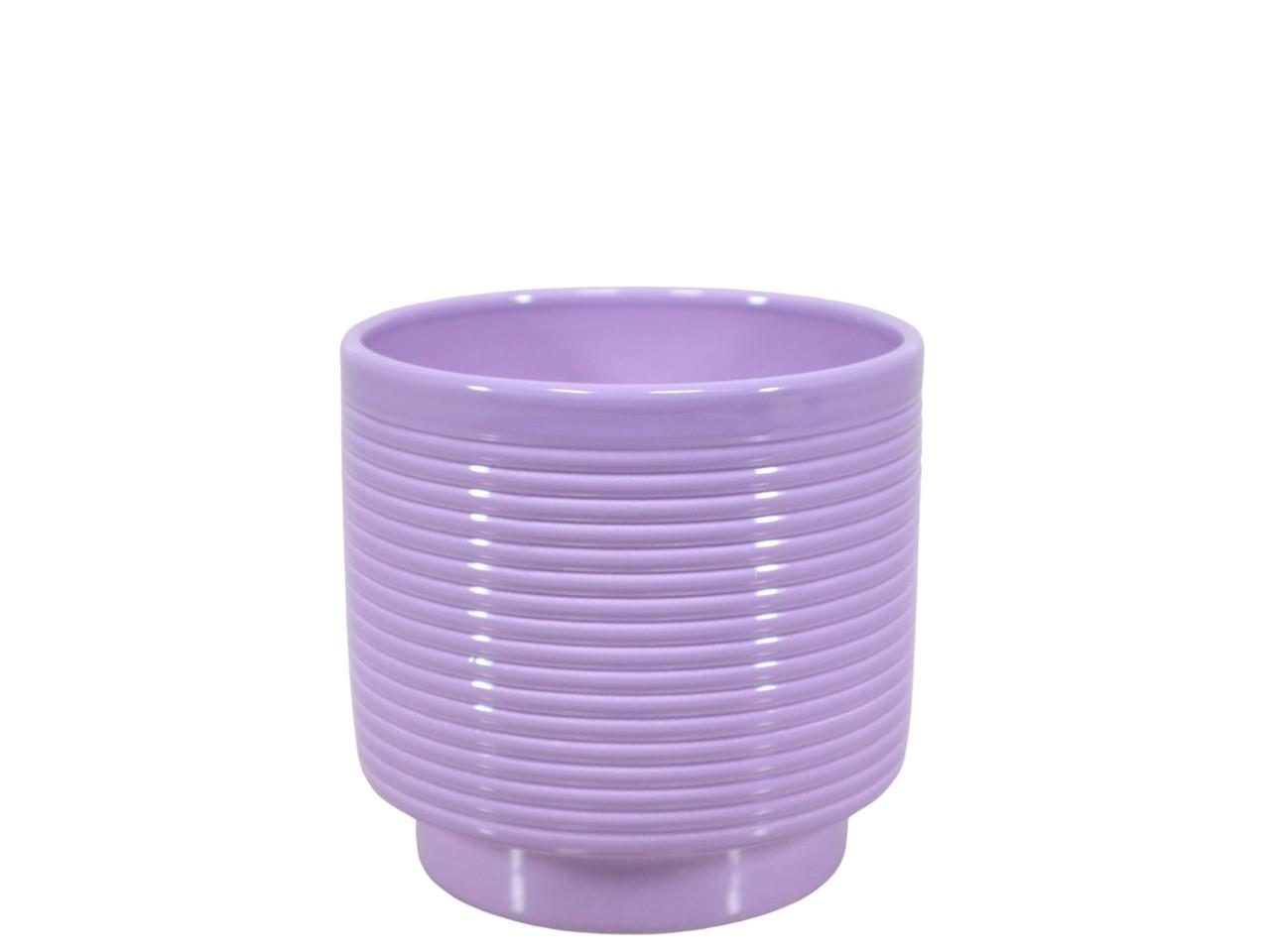 Cylindroübertopf m. Fuß Rings Keramik lavendel-lasur D13cm