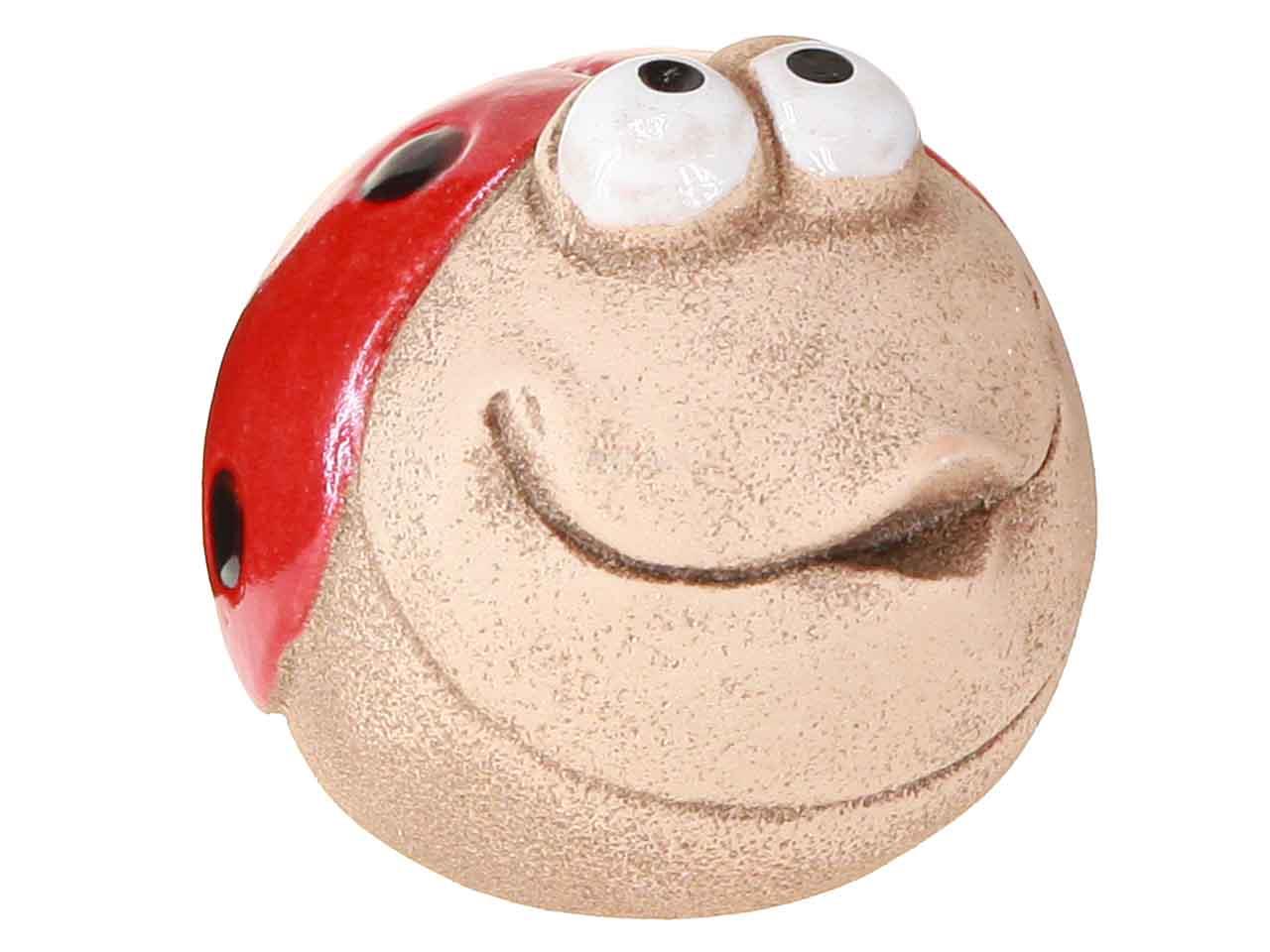Marienkäfer sitzend Keramik rot/stein D9cm