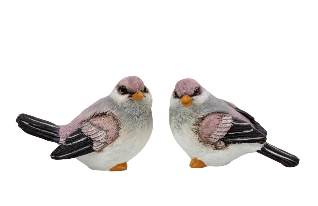 Vogel Norma Polyresin rose L8,5cm