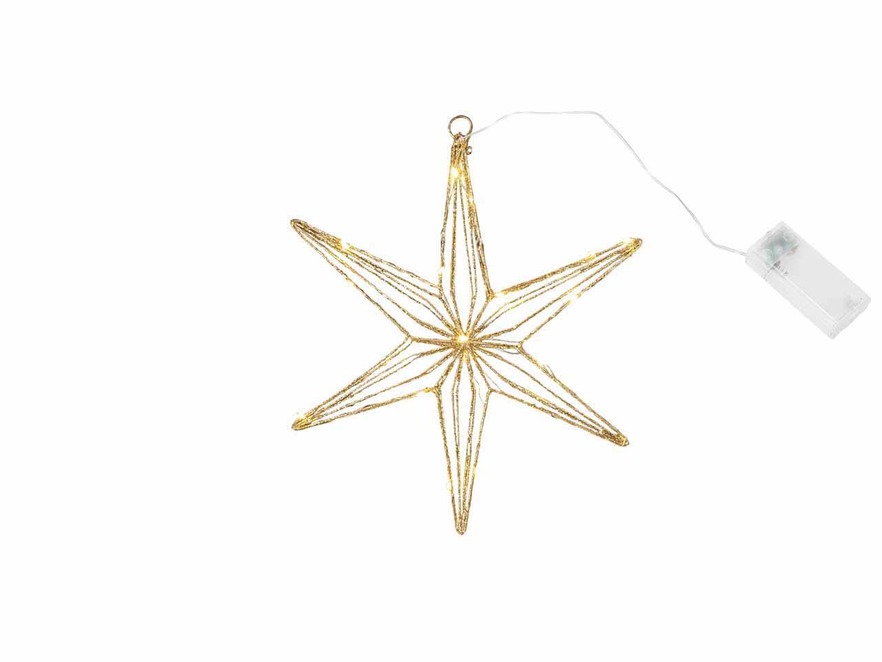 Stern hängend D20cm warmweiß Metall gold-glitzer 20LED