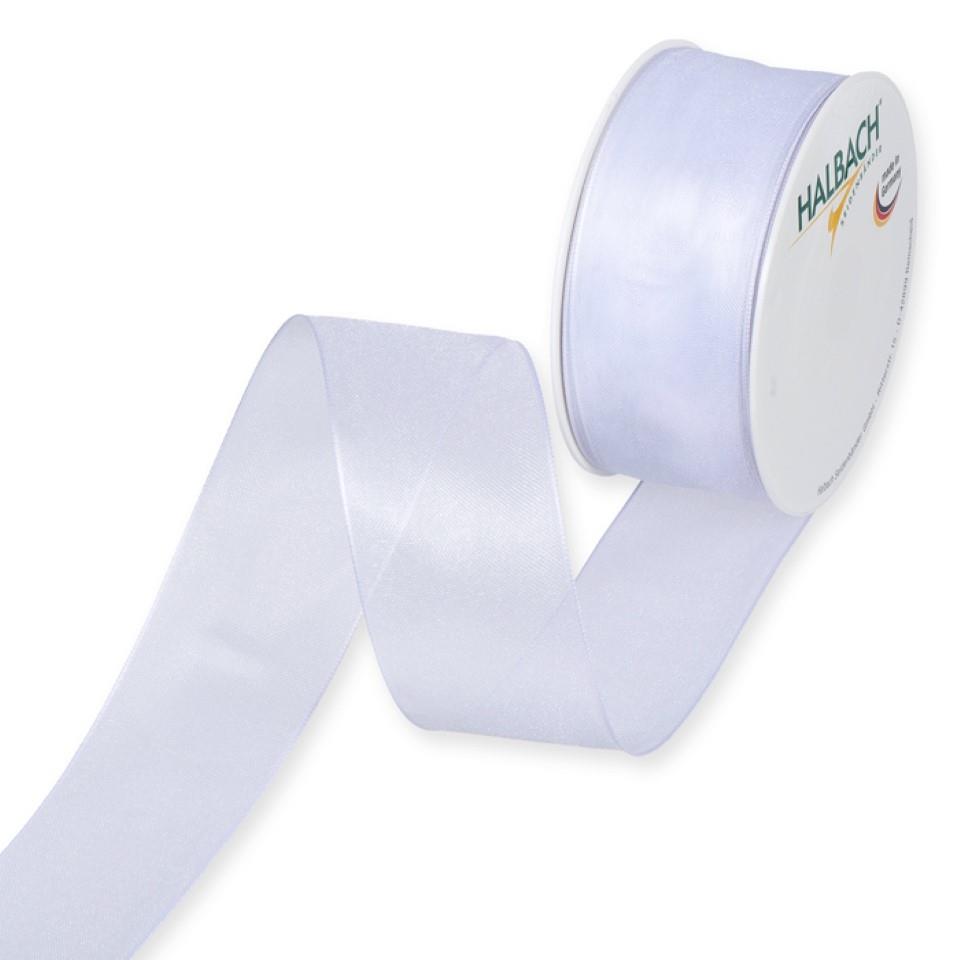 Organza m.Draht 40mm weiß11