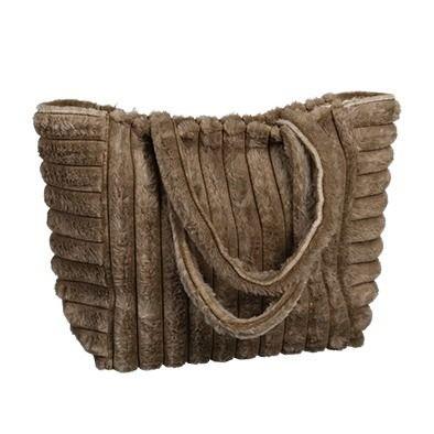 Kunstfell-Tasche ca. 52x33 cm dusky brown