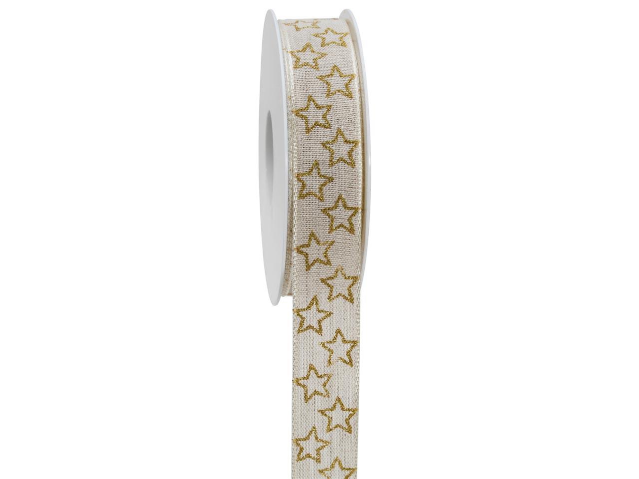 Band Just Stars mit Draht 25 mm 18 Meter gold 15