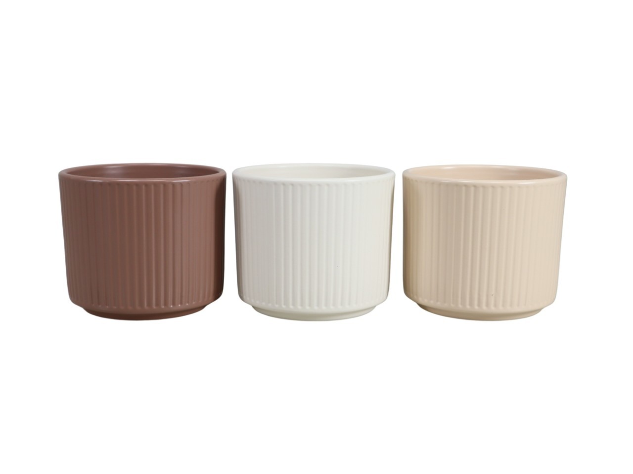 Keramikübertopf Stripes mocca mousse mix D14cm