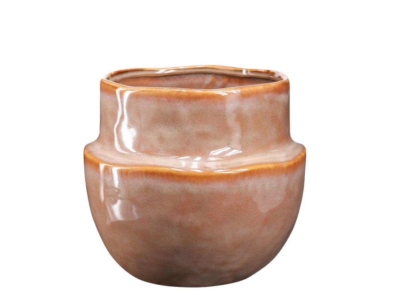 Übertopf Keramik orangebraun D 19 cm