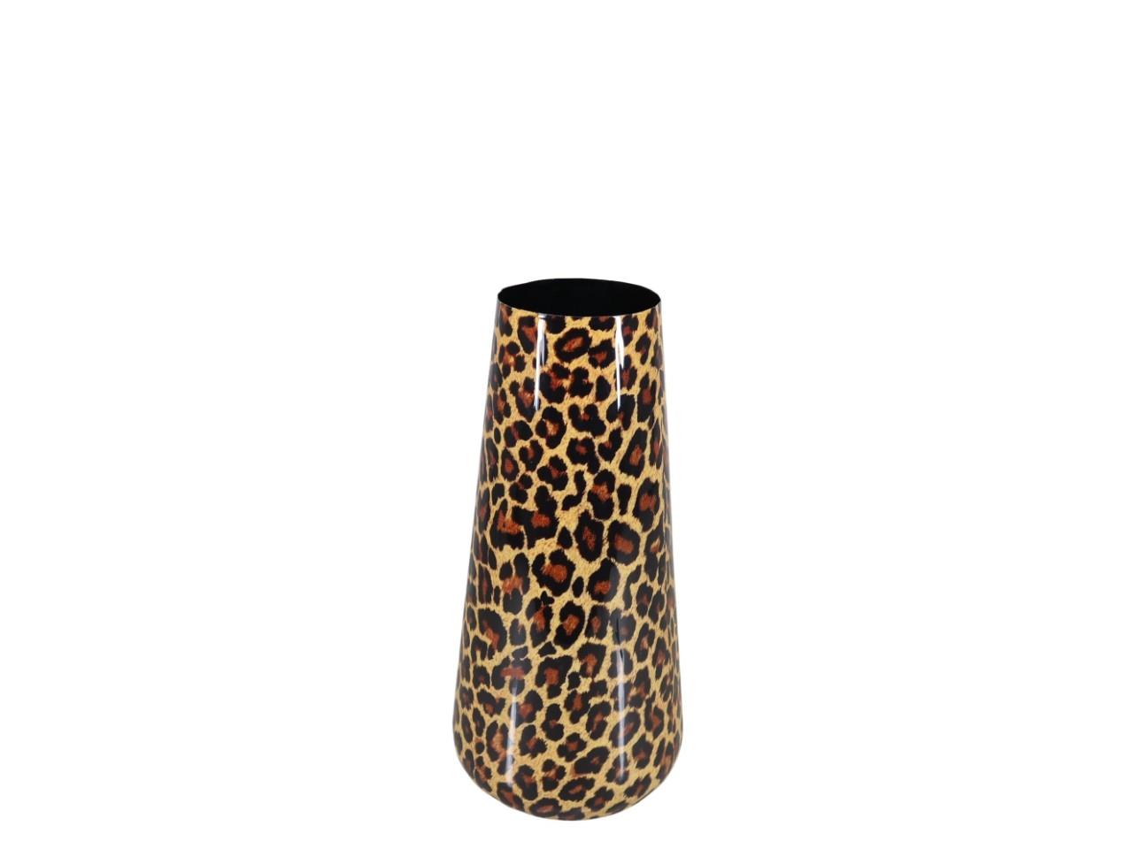 Vase Metall- Emaille Leopardmuster brauntöne H45cm