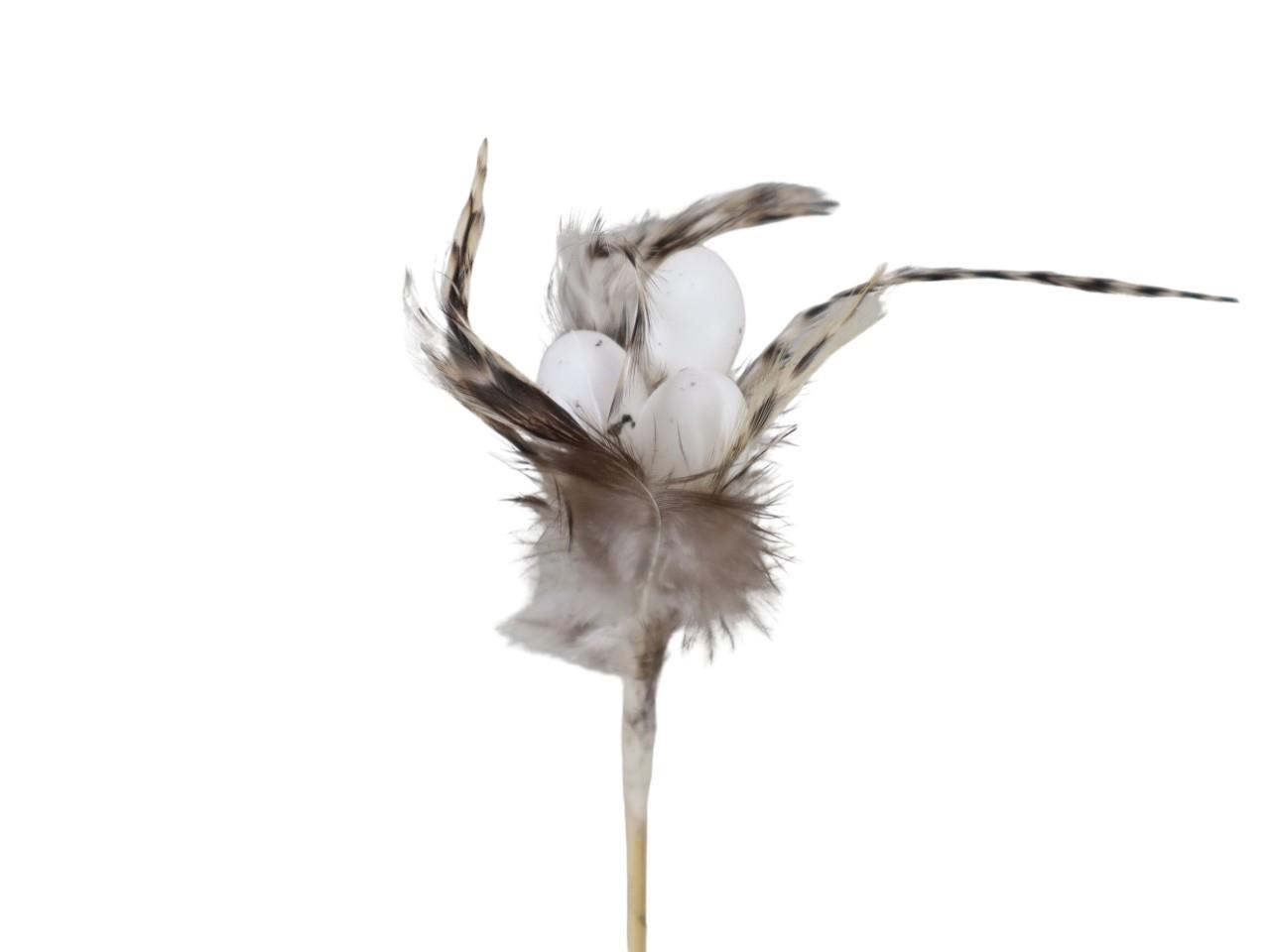 Stecker Eier m. Federn L37cm schwarz/weiß