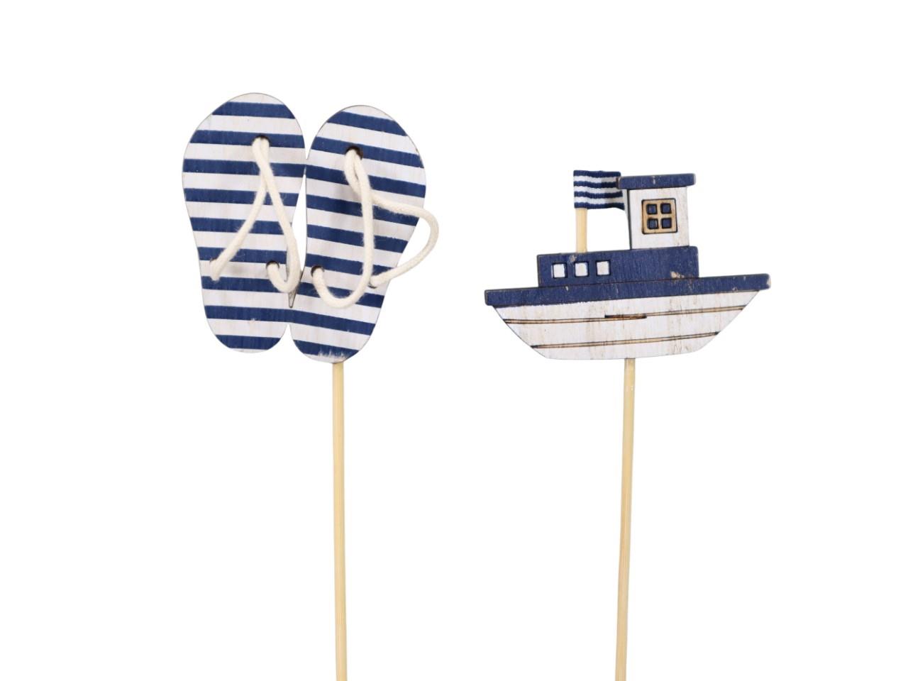 Stecker FlipFlops + Boot sortiert blau-weiß D6,5xL37cm