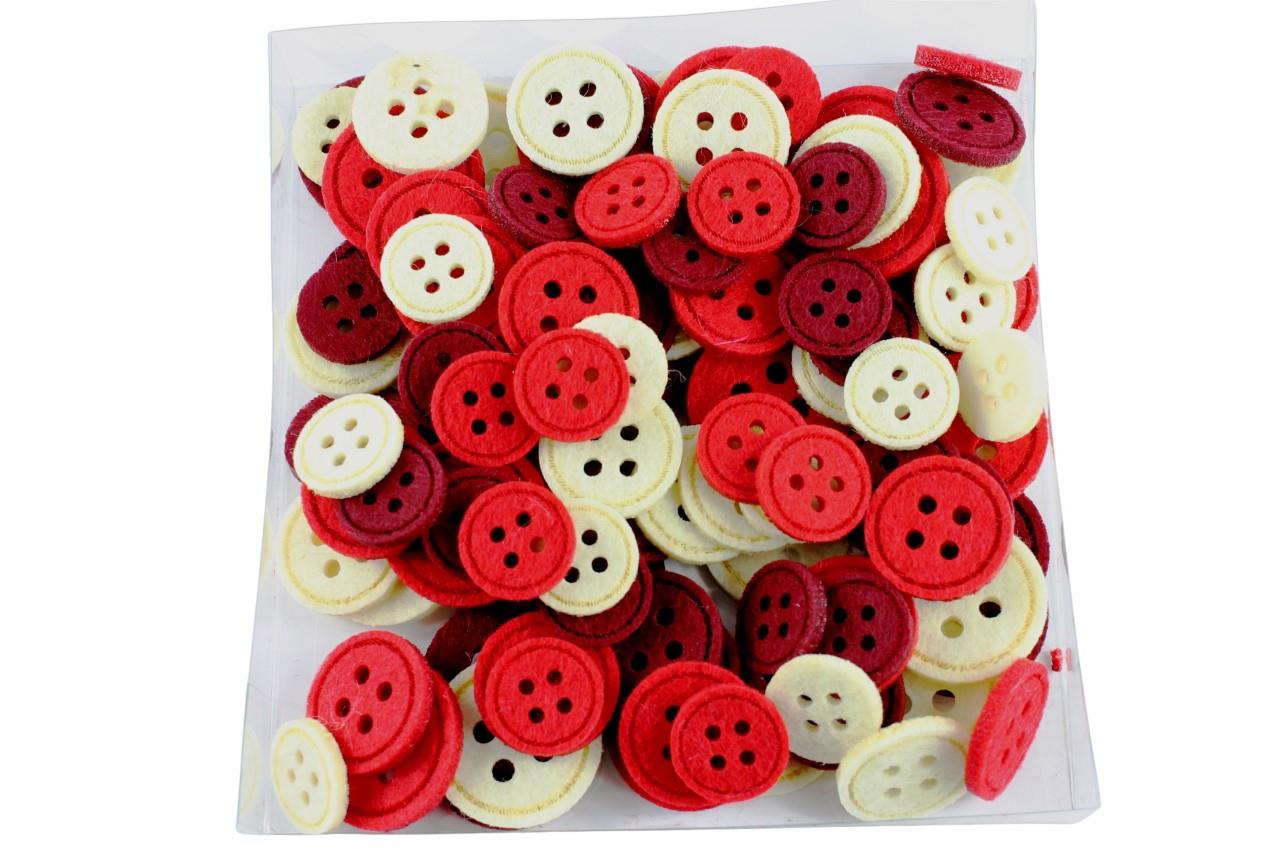 Streuer Filzknöpfe 2+3 cm sort. rot-weiss-burgund