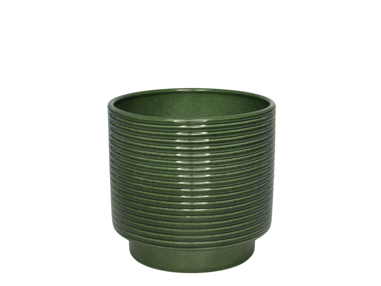 Cylindroübertopf m. Fuß Rings Keramik laubgrün lasur 16,5cm
