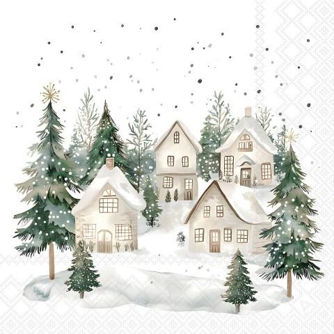 Serviette 25x25 cm Snowy Houses