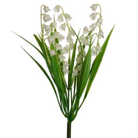 Maiglöckchen Pick m. Gras 30cm weiss