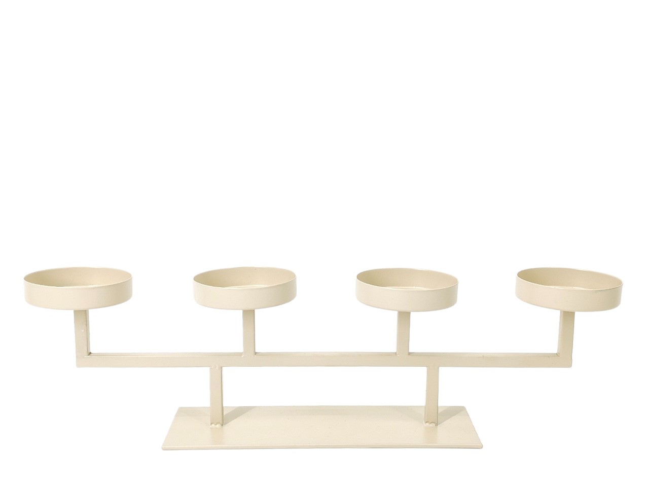 Tablett-Kerzenhalter 4flammig D8,5cm Metall taupe matt L48cm