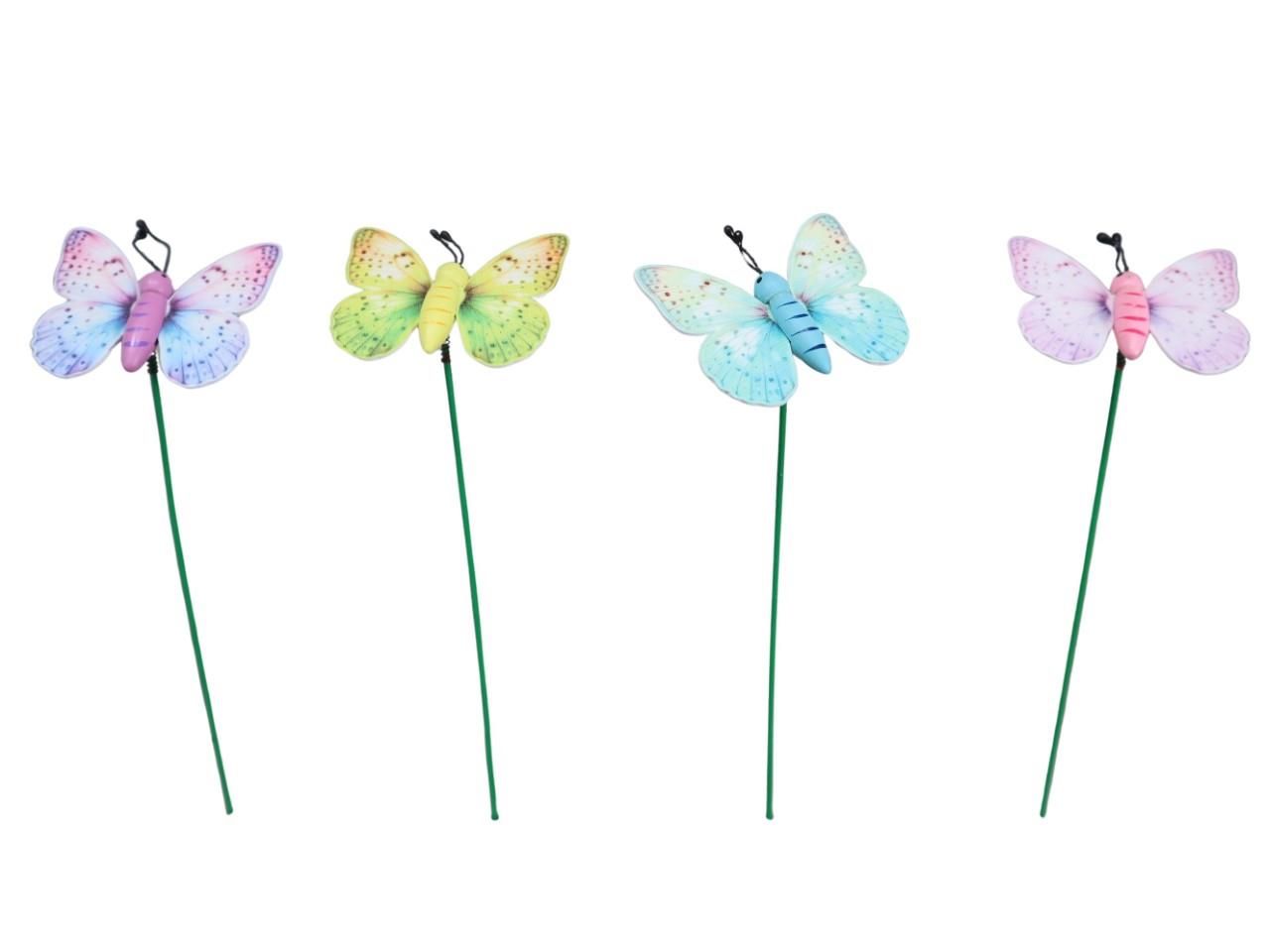 Stecker Schmetterling Holz D7xL20cm farb. sort.