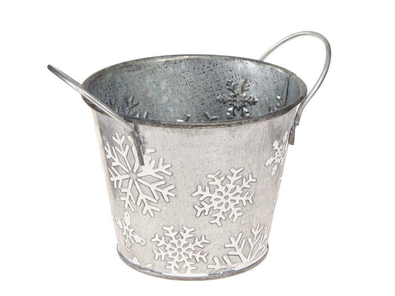 Übertopf Schneeflocke Zink silber-weiß D21,5cm