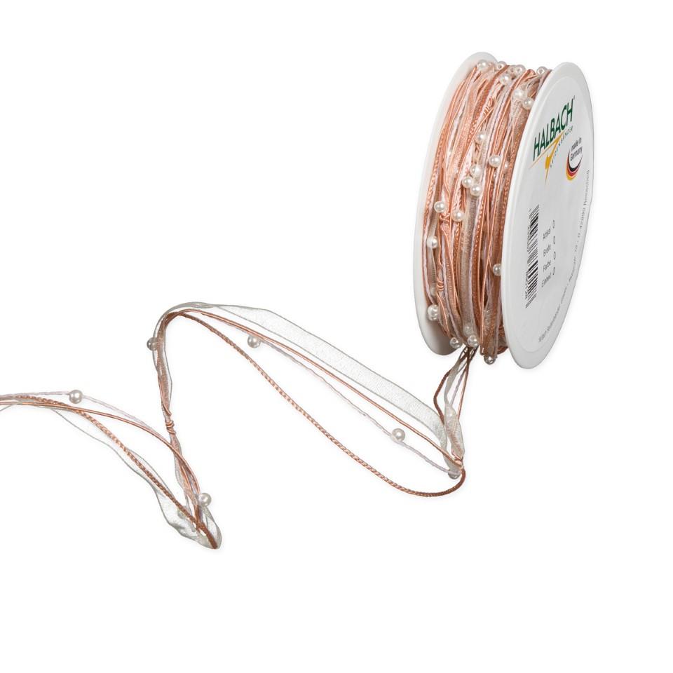 Organza Perlen Kordel 5 mm 15 Meter light apricot 420
