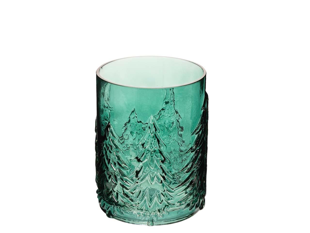 Windlicht "Tanne" Glas grün D12,5xH16cm